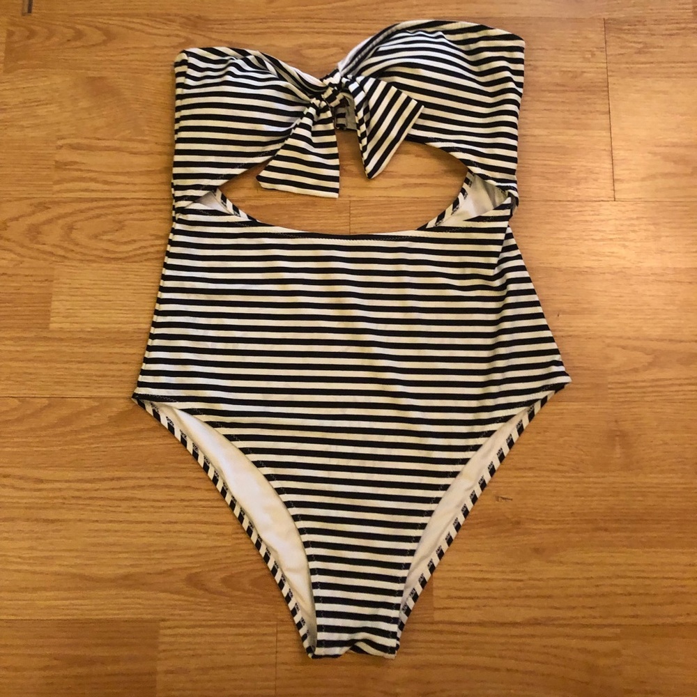 Black & White Stripes One Piece Swimsuit